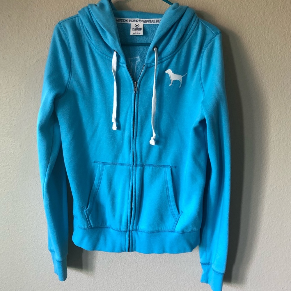Victoria Secret Pink Blue Full zip up sweatshirt